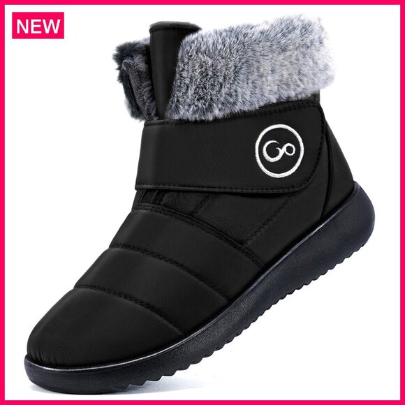 Shoes - Women's Waterproof Snow Boots Fur Lined Slip On Winter Outdoor